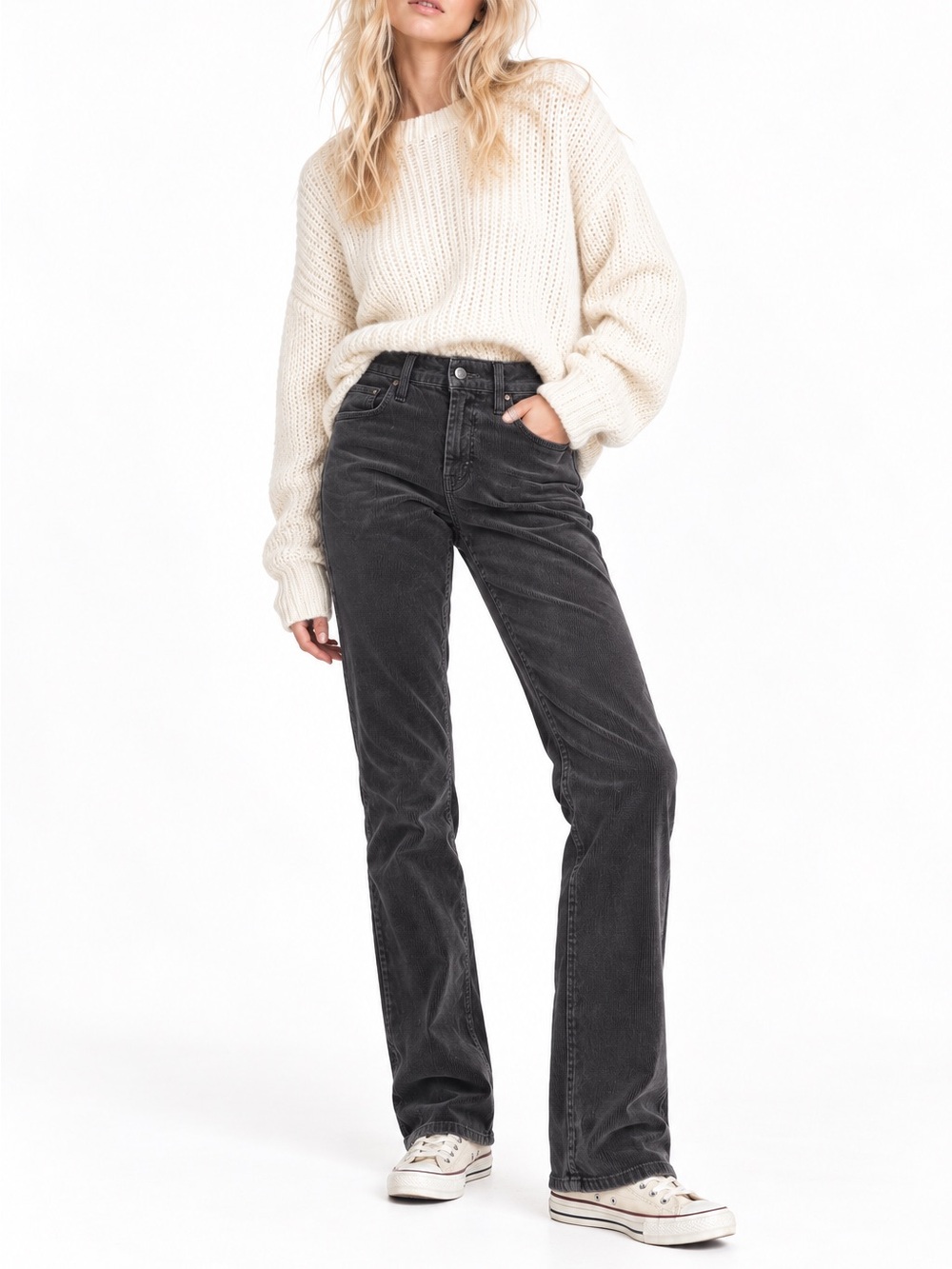 J Brand Black Corduroy Straight Leg Pants Jeans Size 27